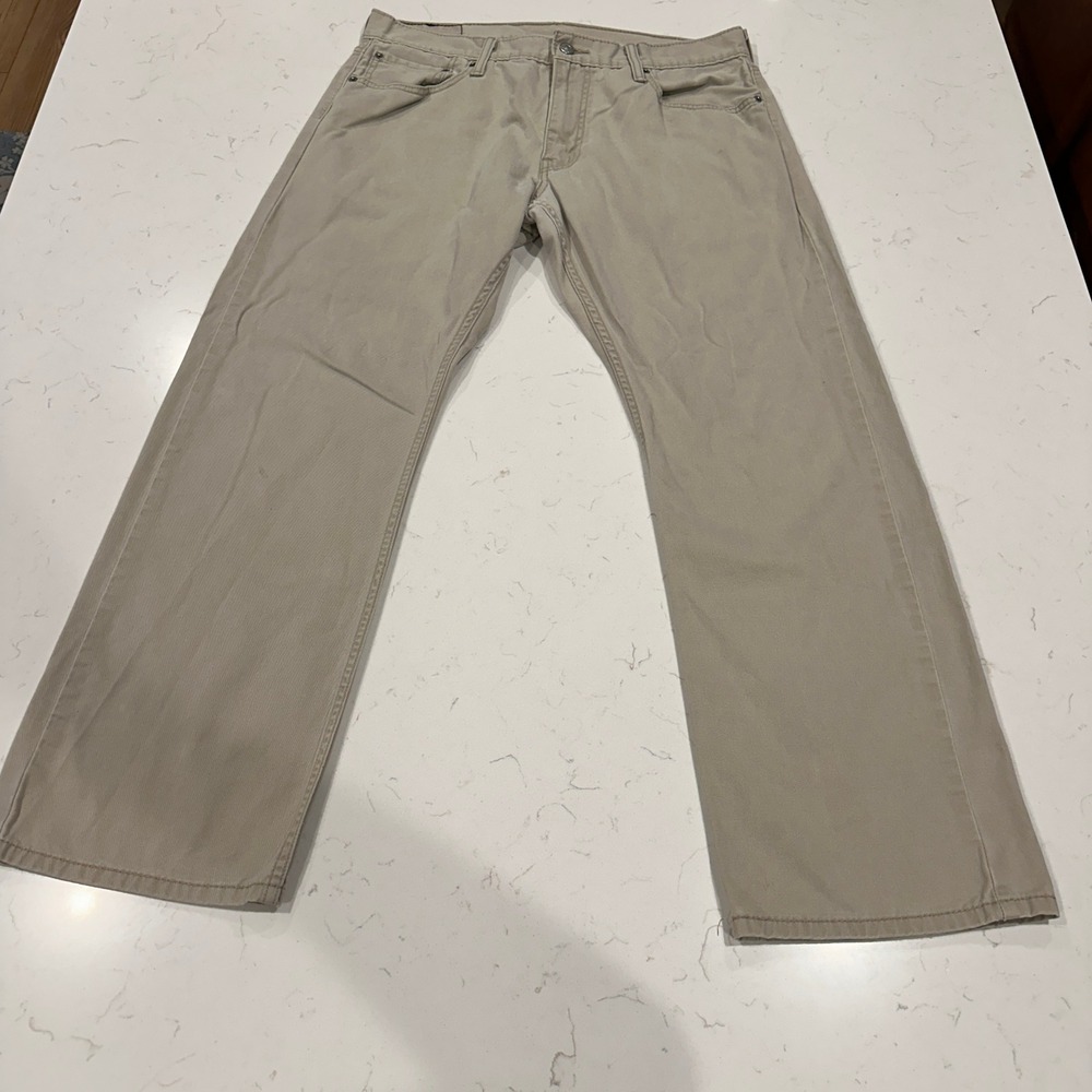 Levis 514 Straight Fit Pants Mens 36x30 Khaki Tan Cotton Twill Casual Trousers